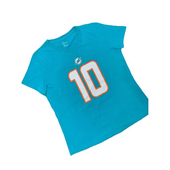 Nike Women’s Miami Dolphins Tyreek Hill #10 Aqua NFL Football T-Shirt L - Picture 2 of 6